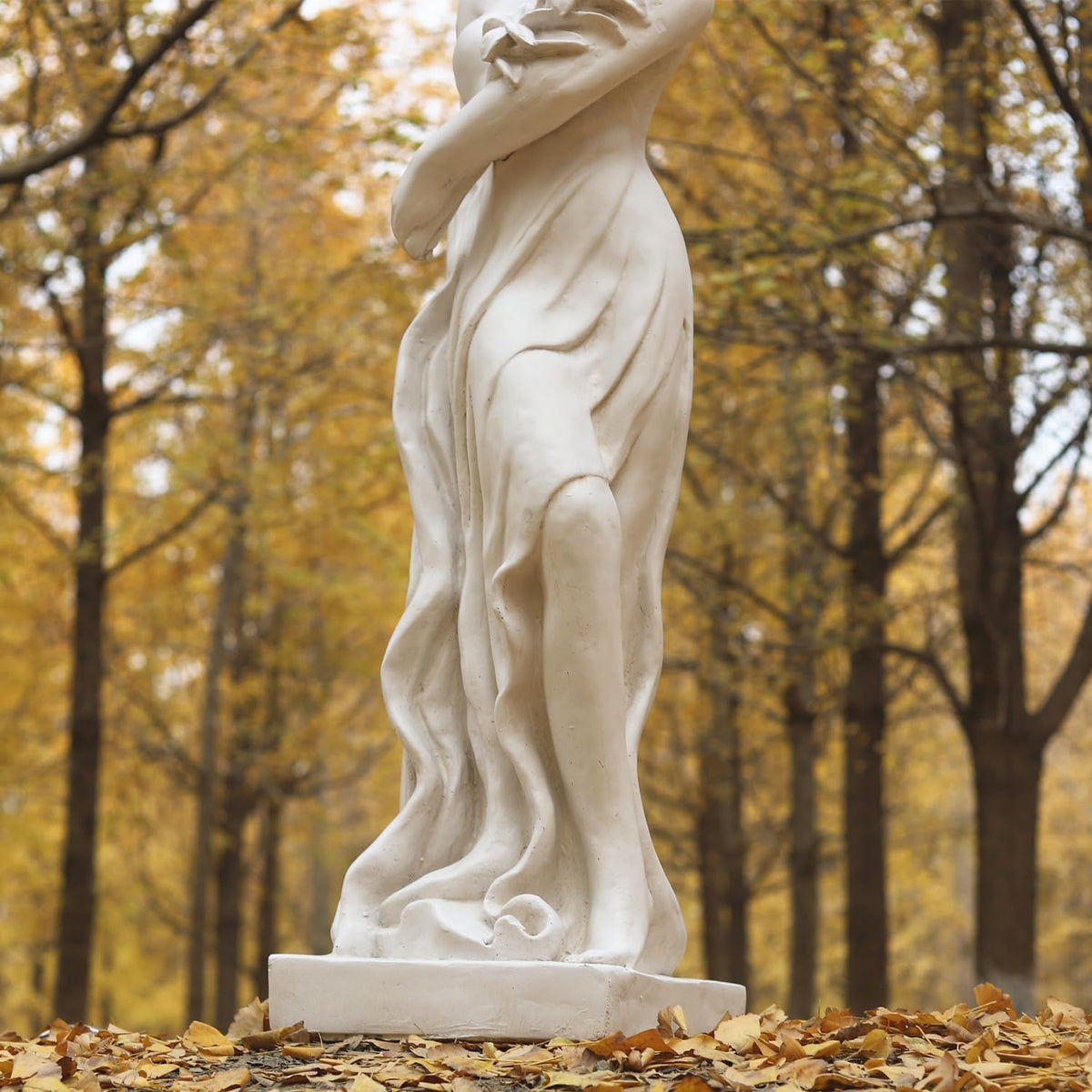 Outdoor Garden Nymph Statue 51 Inch Large Magnesium Oxide Sculpture Goddess of Spring Flowers Greek
