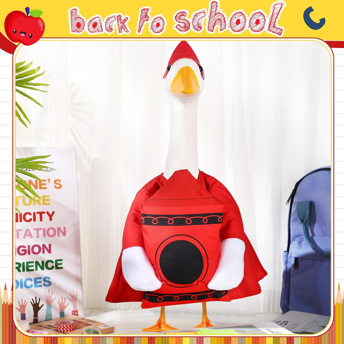 2 Pcs Porch Goose Outfit Halloween Geese Crayon Bus Teacher Cosplay Clothes for 23" Lawn Cement