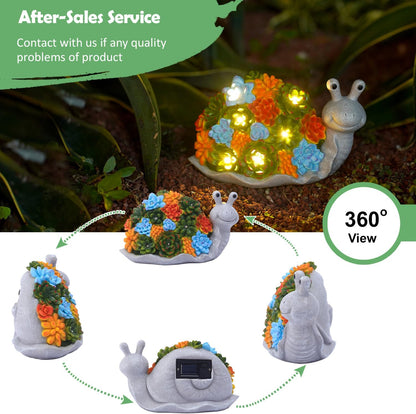 Nacome Snail Statues with Succulent for Garden Decor: Solar Outdoor Clearance Outside Yard Art