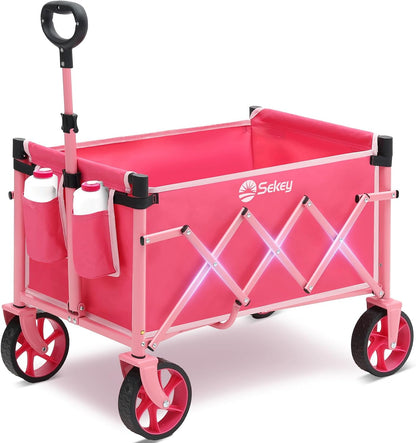 Heavy Duty Wagon with Big Wheels, Foldable Cart with 220LBS Capacity, Utility Lightweight Wagon