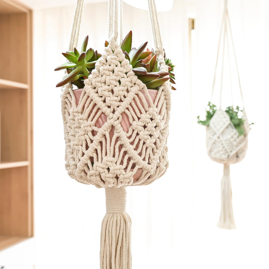 XINBOR Hanging Planter with Patterns,2Packs Macrame Plant Hangers Indoor Macrame for up to 8 inch