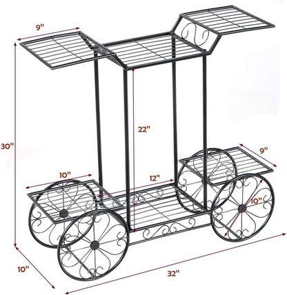 Giantex 6-Tier Plant Stand Flower Pot Holder Metal Flower Display Shelf with 4 Decorative Wheels