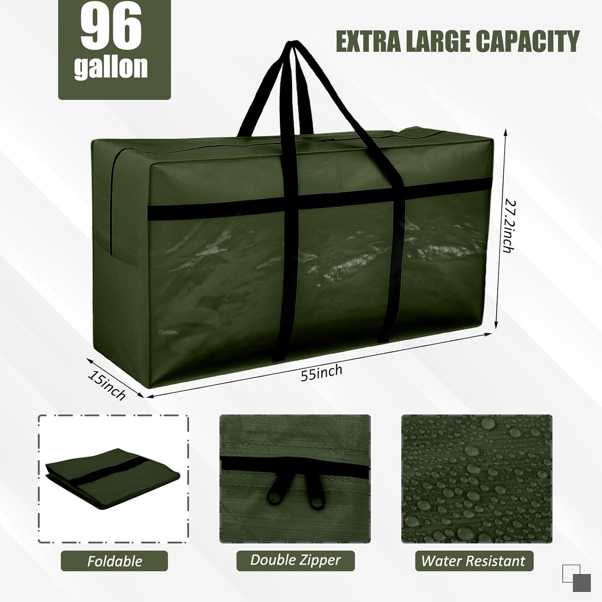4 Pcs 96 Gallon Large Moving Bags with Zipper and Handles Foldable Storage Duffle Bags Heavy Duty