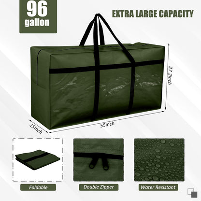 4 Pcs 96 Gallon Large Moving Bags with Zipper and Handles Foldable Storage Duffle Bags Heavy Duty