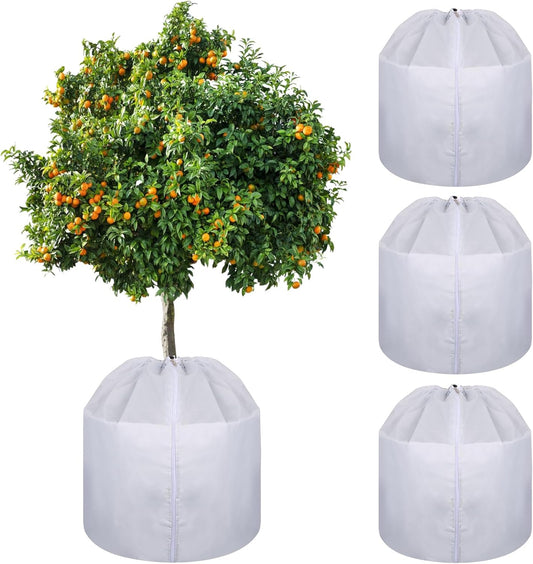 4 Pack Plant Winter Protection Pot with Drawstring and Zipper,17.7" x19.7"Plant Pot Covers,Flower