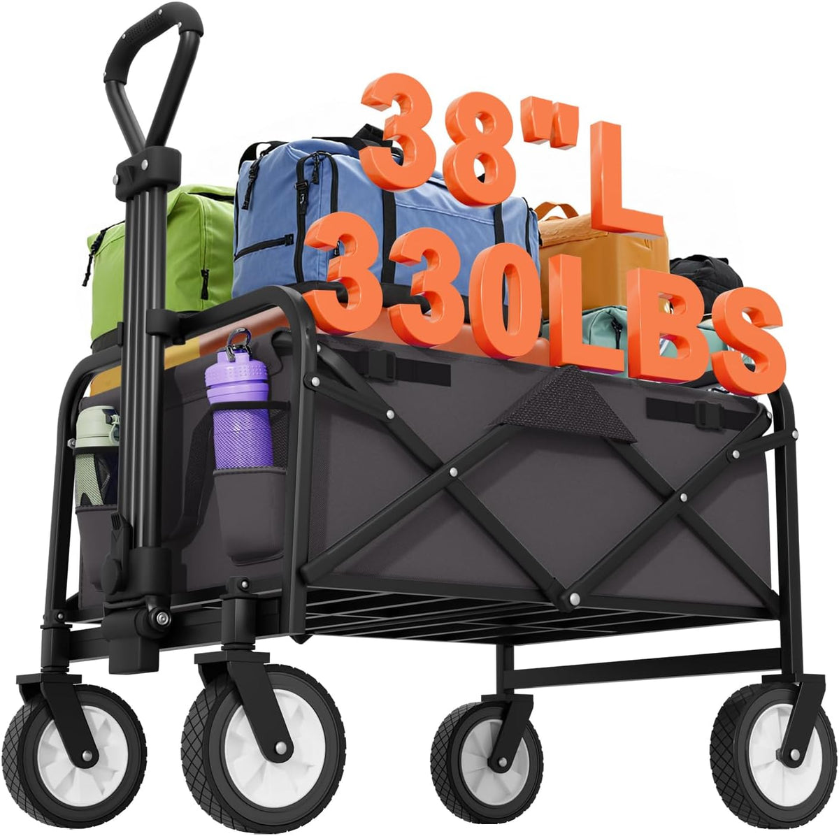 Collapsible Wagon Folding Wagon Garden Cart with Large Capacity, Portable Utility Wagon Cart Heavy