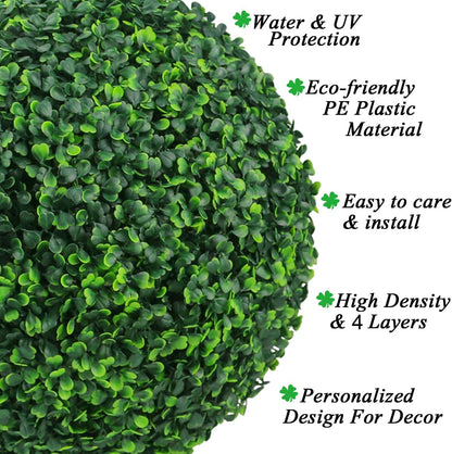 Sunnyglade 2 PCS 13 inch 4 Layers Artificial Plant Topiary Ball Faux Boxwood Decorative Balls for