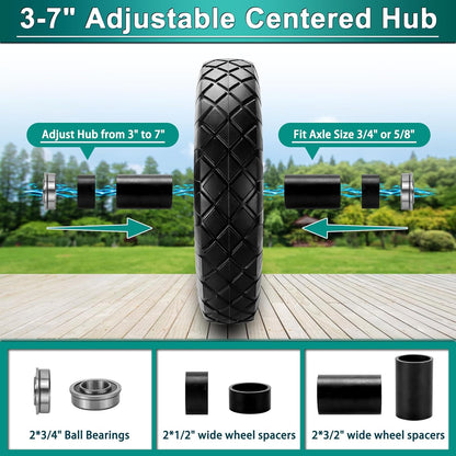 4.80/4.00-8 Flat Free Tire and Wheel- 16" Flat-Free Solid Wheelbarrow Tires with 5/8" & 3/4"