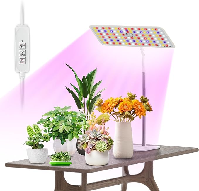 KINGPLUS Grow Lights with Stand, Full Spectrum Growing Light for Indoor Plants, 120 LEDs, 4