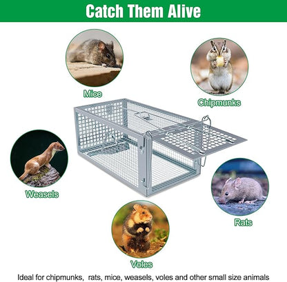 4 Packs Humane Rat Trap Outdoor, Wanqueen Humane Mouse Traps Indoor, Small Rodent Chipmunk Squirrel