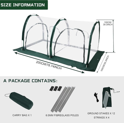 Portable Tunnel Greenhouse for Outdoors - Transparent Mini Greenhouses Ideal for Backyards and