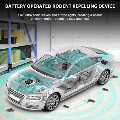 Ultrasonic Rodent Repellent for Car Engine - Battery Powered Under Hood Animal Repeller with