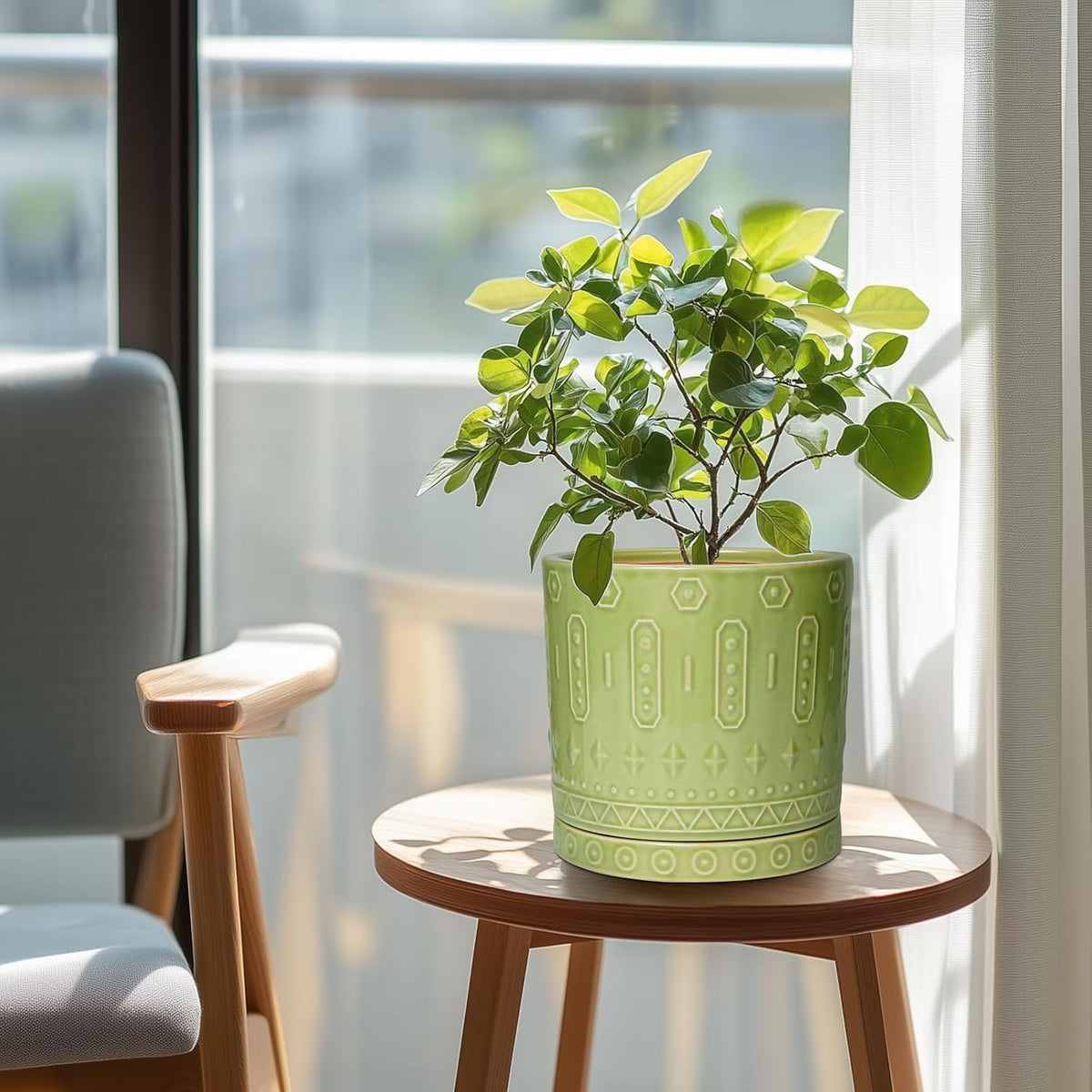 8 Inch Plant Pots - Ceramic Planter for Indoor Plants Outdoor, Round Ceramic Flower Pots with