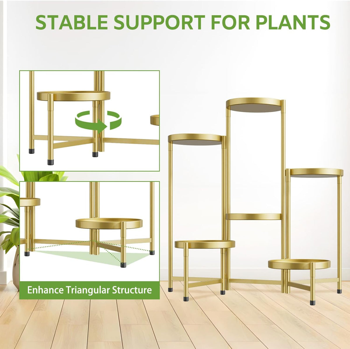 iDavosic.ly 6 Tier Large Plant Stand Indoor, 10 Inch Wide Tall Corner Metal Plant Stands Outdoor