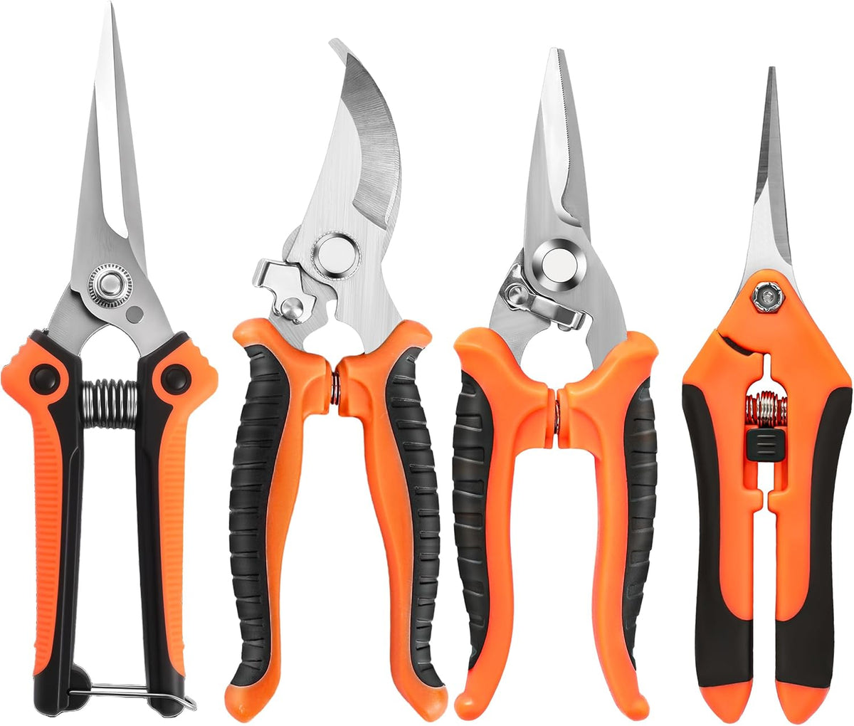4 Pack Garden Pruning Shears, Stainless Steel Garden Shears, Gardening Shears, Garden Scissors