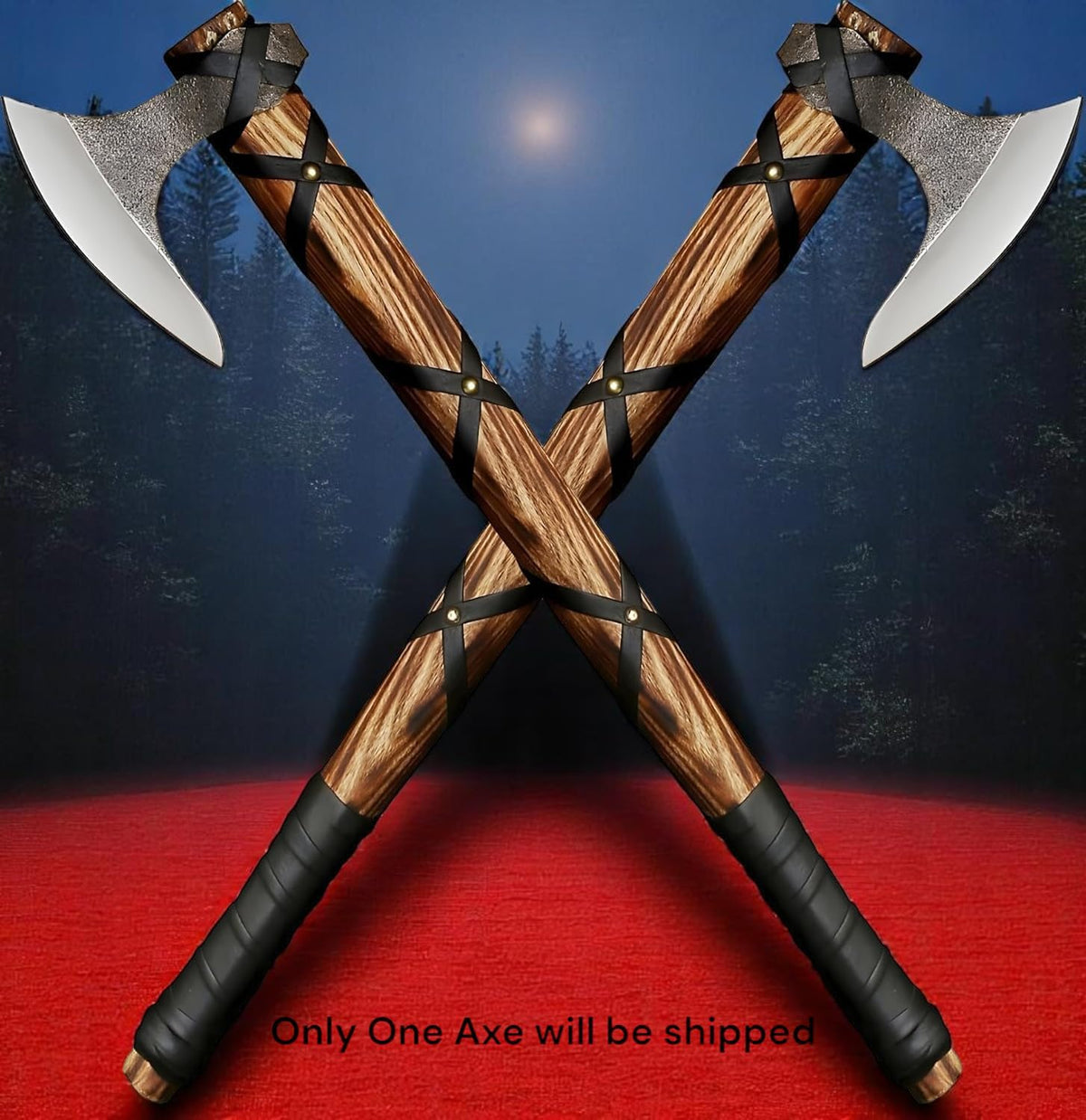AX-7000 Custom Gift Forged Carbon Steel Viking Axe with Rose Wood Shaft, Viking Bearded Camping Axe