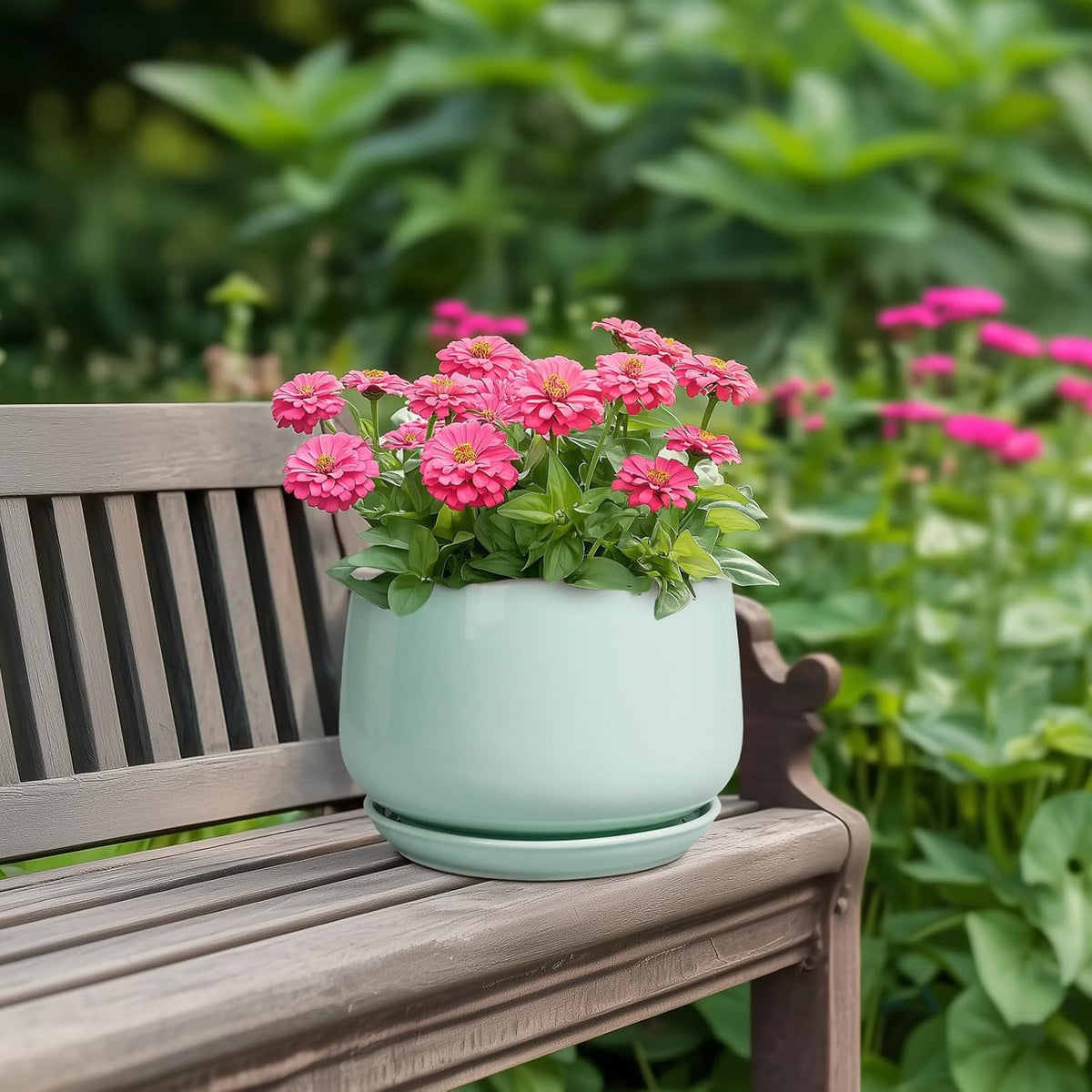 G EPGardening Ceramic Plant Pots - 7 Inch Planter for Indoor Outdoor Plants, Ceramic Planter with