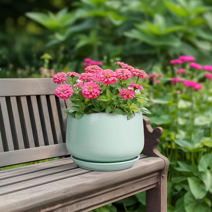 G EPGardening Ceramic Plant Pots - 7 Inch Planter for Indoor Outdoor Plants, Ceramic Planter with