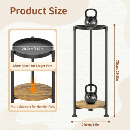 LASZOLA 2 Tier Black Plant Stand Indoor for Large Tall Heavy Duty Flower Planter, Metal Vertical