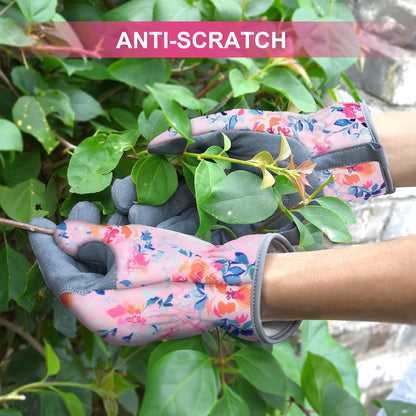 Womens Gardening Weeding Working Gloves, Leather Garden Glove for Women Thorn Proof No Stab for
