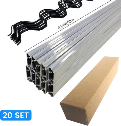 6.6 ft Set of 20 Greenhouse Spring Wire and Lock Channel Kit, PVC-Coated Wires and Aluminum Lock