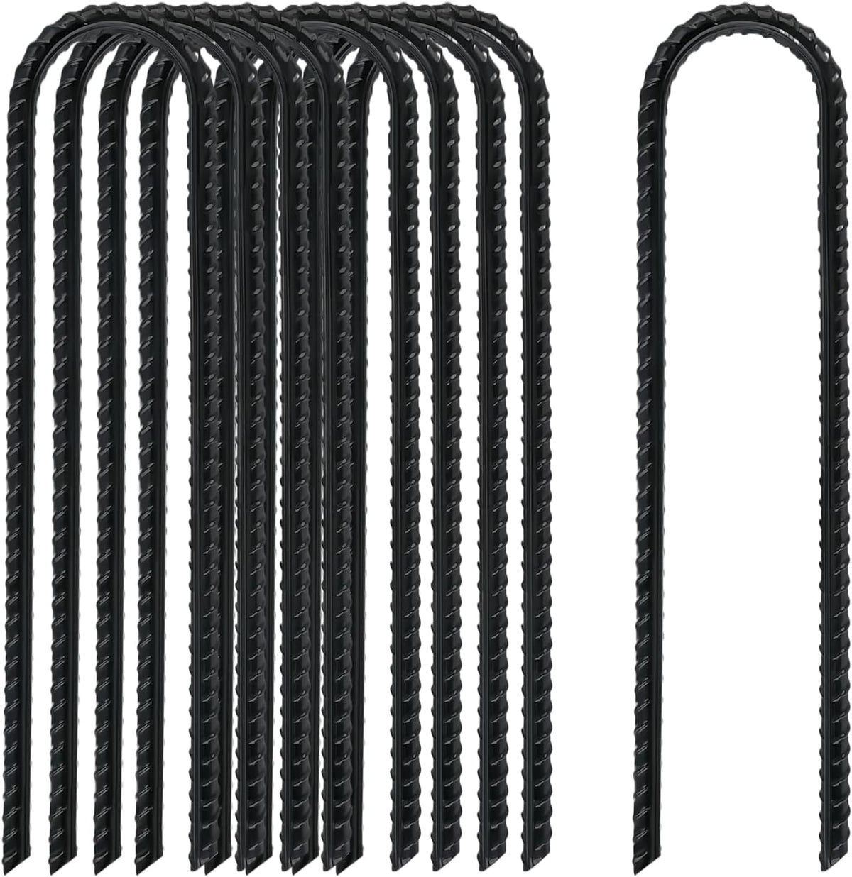 8 Inch Rebar Stakes Heavy Duty, 10 Pack Garden Stake U-Hook, Electrostatic Rust Proof Metal Stakes