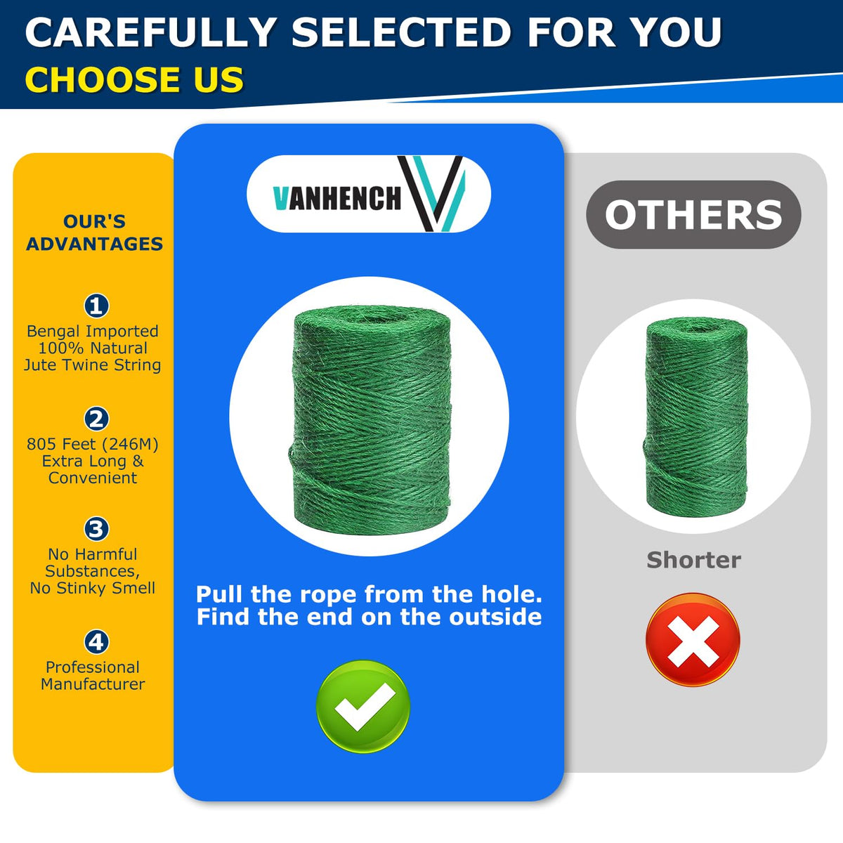 Vanhench 805ft Strong Natural Garden Twine String, Green