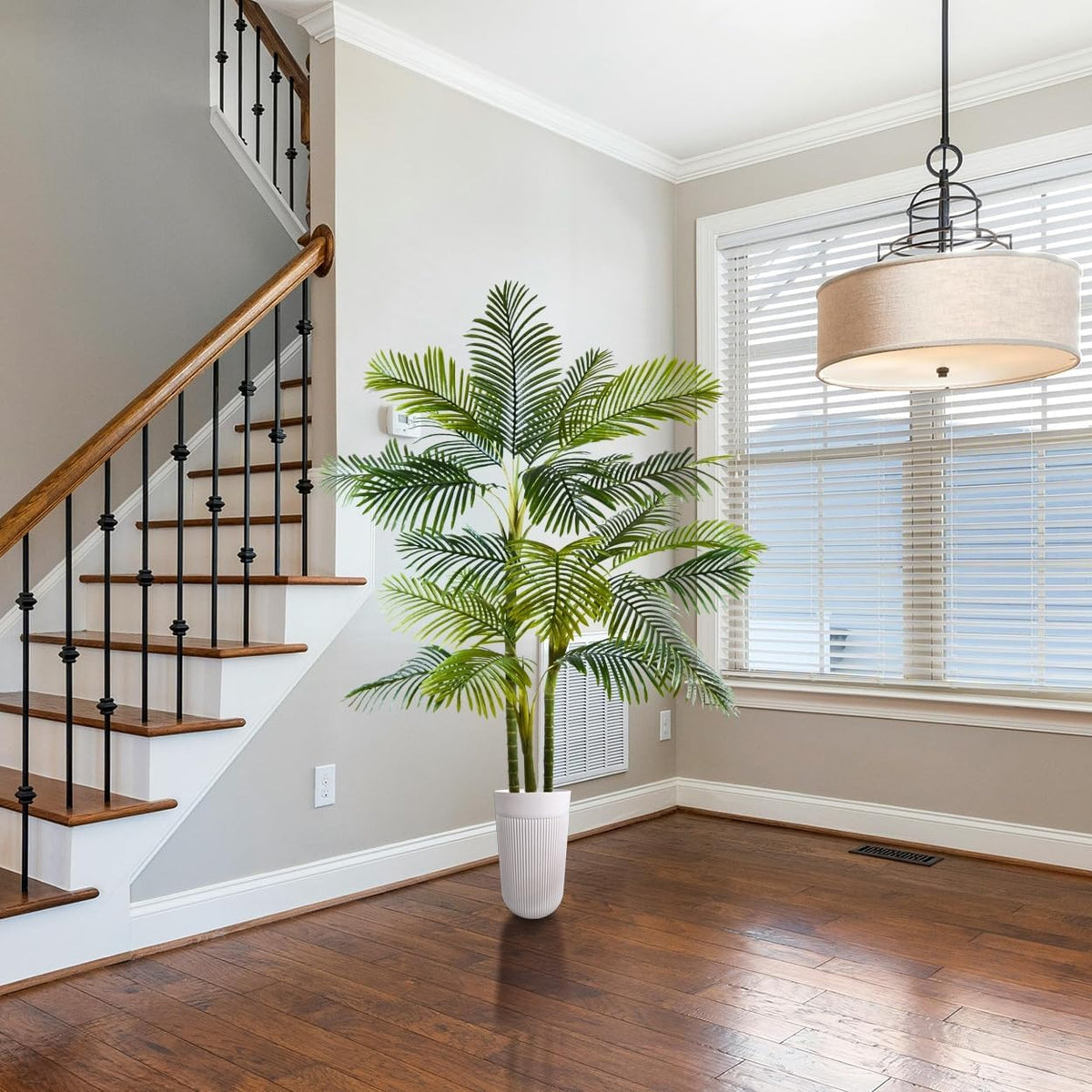 Artificial Palm Tree, 7ft Fake Areca Palm Plant with Basket, Large Faux Phoenix Palm UV Resistant