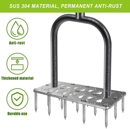Dolibest Lawn Aerator Spike, Manual Lawn Aerator Tool with 15 Stainless Steel Spikes, Spike Lawn