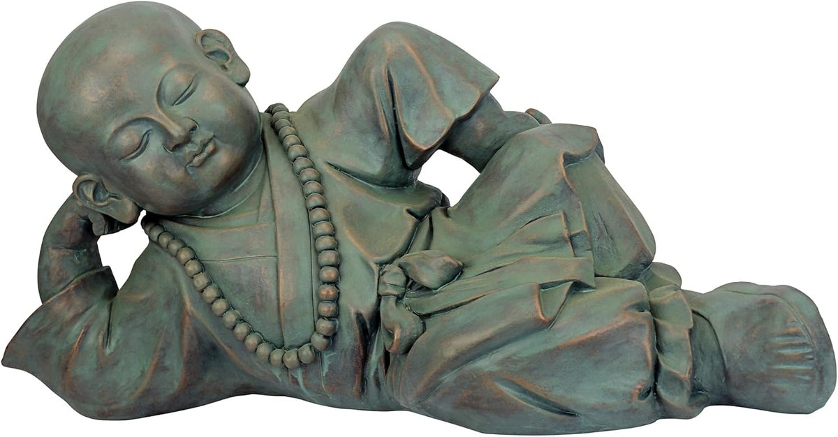 Design Toscano Resting Serene Baby Monk Asian Boy Garden Statue, 24 inches Wide, 12 inches Tall