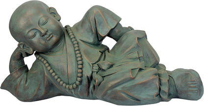 Design Toscano Resting Serene Baby Monk Asian Boy Garden Statue, 24 inches Wide, 12 inches Tall