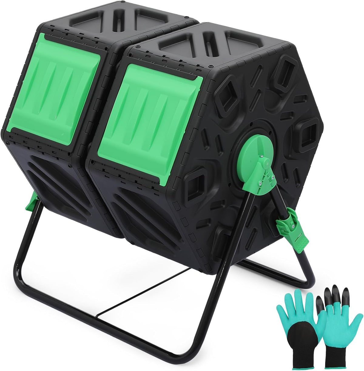 MoNiBloom 34 Gallon Compost Bins Outdoor Dual Chamber Composter Tumbler, All-Season Fast Working
