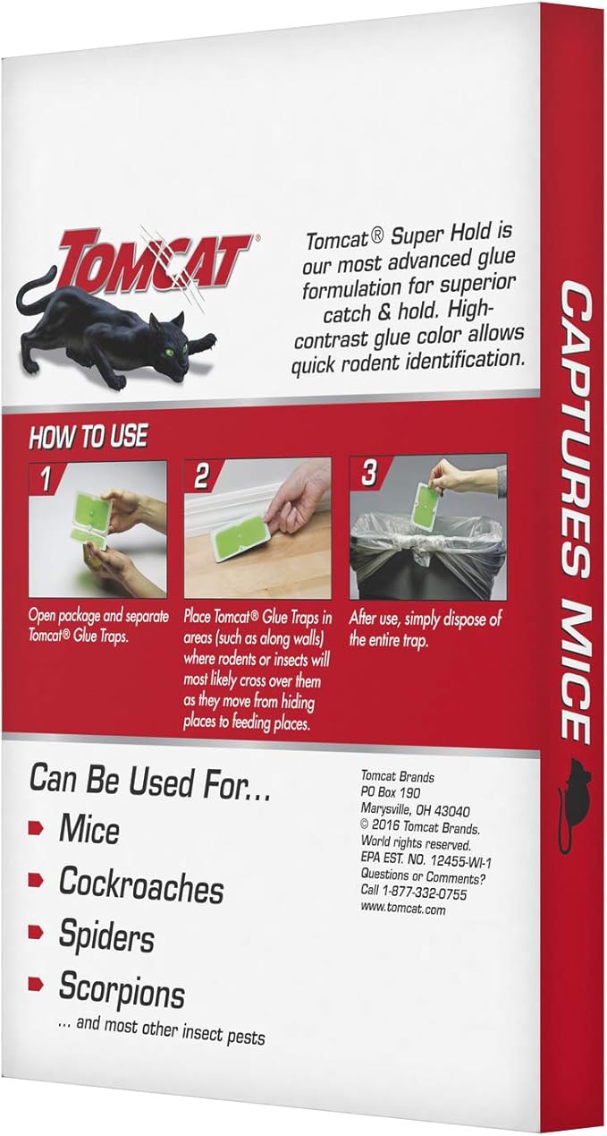 Tomcat Super Hold Glue Traps Mouse Size, 3-Pack (12 Glue Traps)