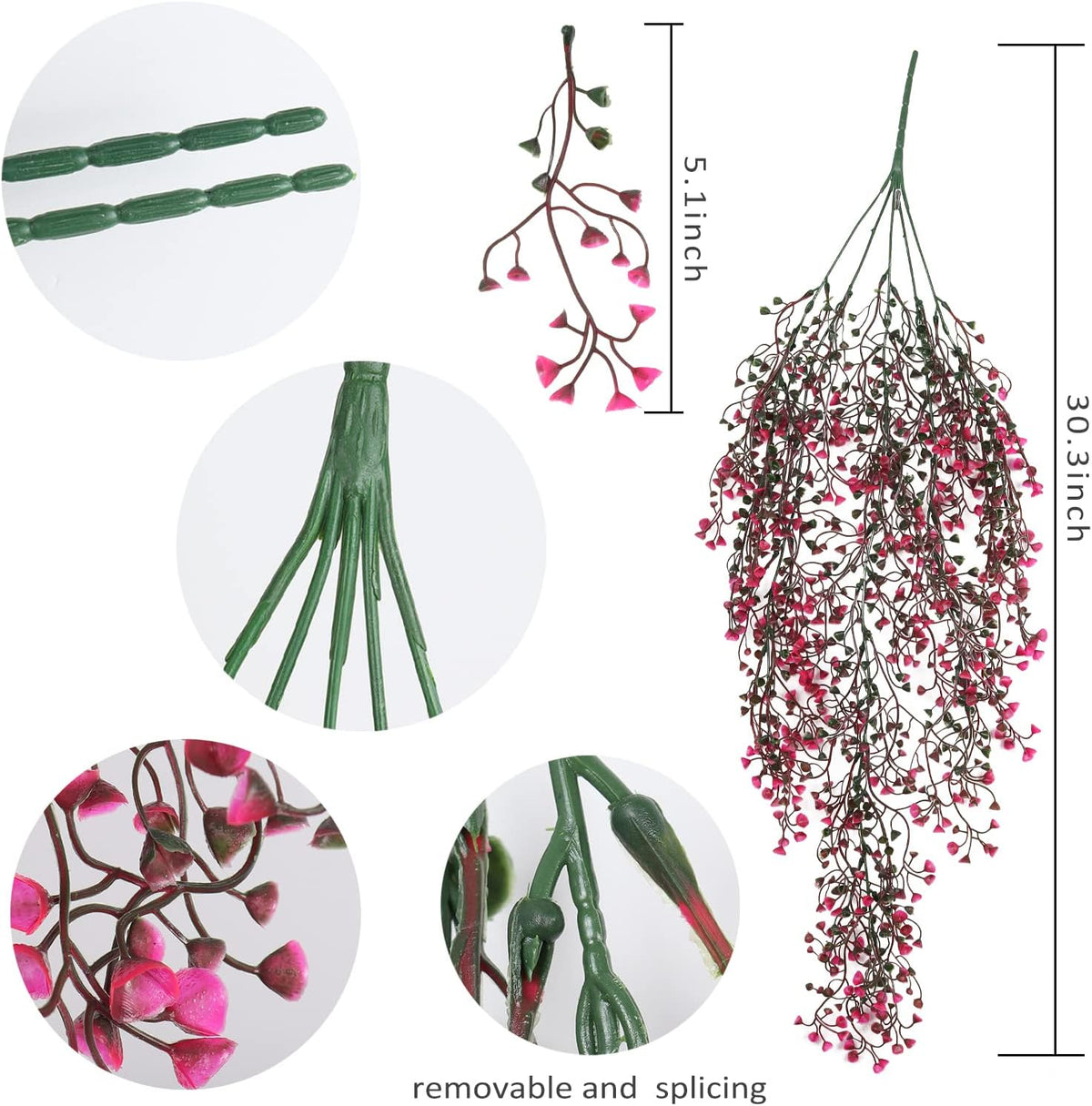 RECUTMS Hanging Fake Vine Plants 4 Pcs Artificial Large Garland Faux Flower Ferns Plant Baby Breath