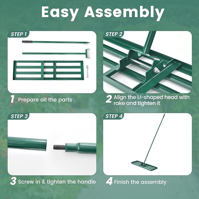 Goplus Lawn Leveling Rake, 30" x 10" Heavy Duty Level Lawn Tool w/ Ergonomic Handle for Soil