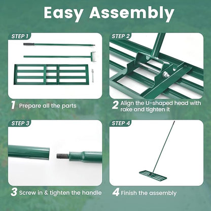 Goplus Lawn Leveling Rake, 30" x 10" Heavy Duty Level Lawn Tool w/ Ergonomic Handle for Soil
