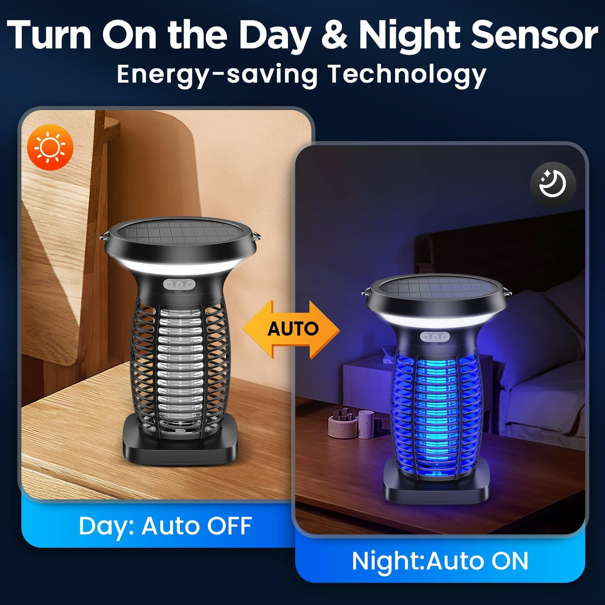 Solar Bug Zapper Outdoor Waterproof, Portable Pest Control Electric Mosquito Zapper Killer with