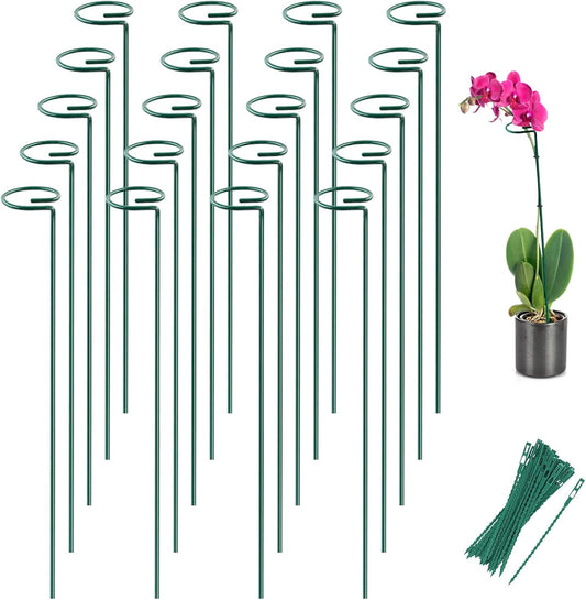 Joyhalo 20 Pack Plant Stakes, 16 Inch Plant Support Stakes, Flower Stakes with 24 Twist Ties