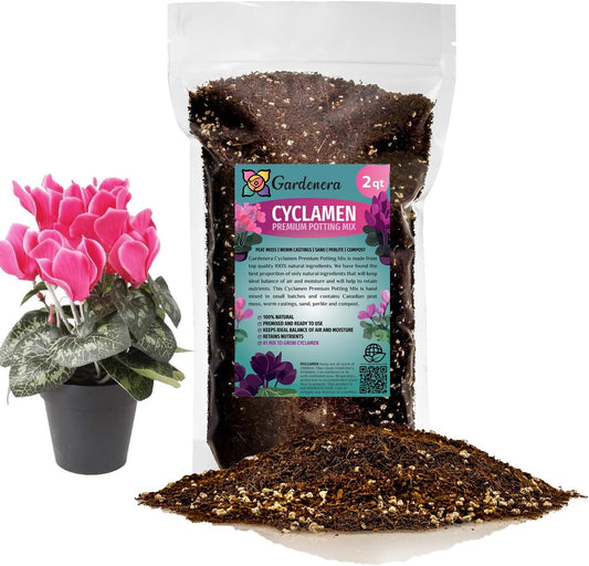 Gardenera Premium Cyclamen Potting Soil Mix - Perfect Balance of Nutrients, Drainage, and Aeration