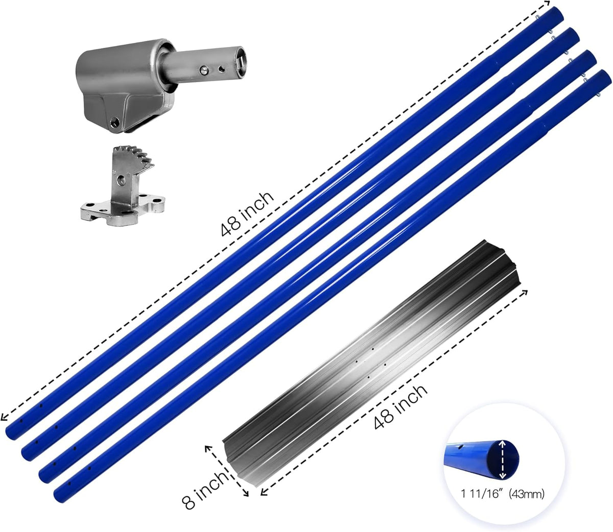 Bull Float Aluminum Magnesium Alloy Concrete Float 48"x8" Round End Board Kit trowel Tool Cement
