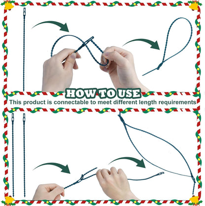 100pcs Christmas Garland Ties Green Flexible Self Locking Nylon Strap 15.7Inch Adjustable Reusable