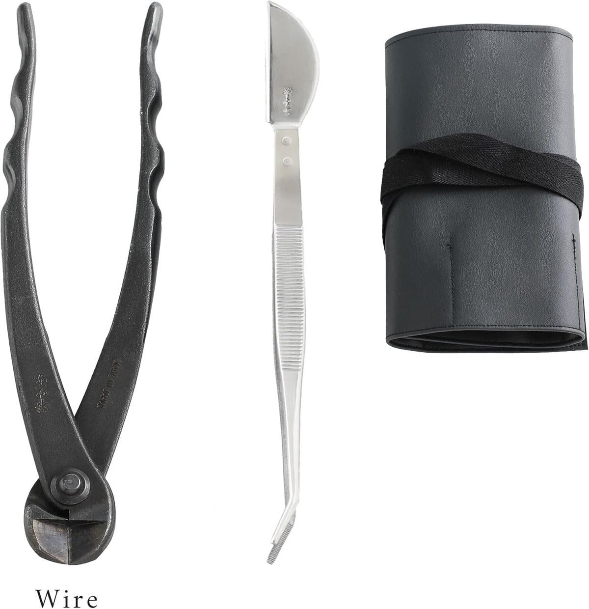 Wazakura Made in Japan 5PCS Bonsai Tool Kit with Roll Bag: Yasugi Steel Twig Bonsai Scissors