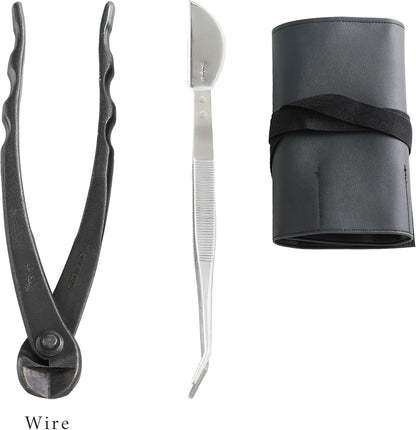 Wazakura Made in Japan 5PCS Bonsai Tool Kit with Roll Bag: Yasugi Steel Twig Bonsai Scissors