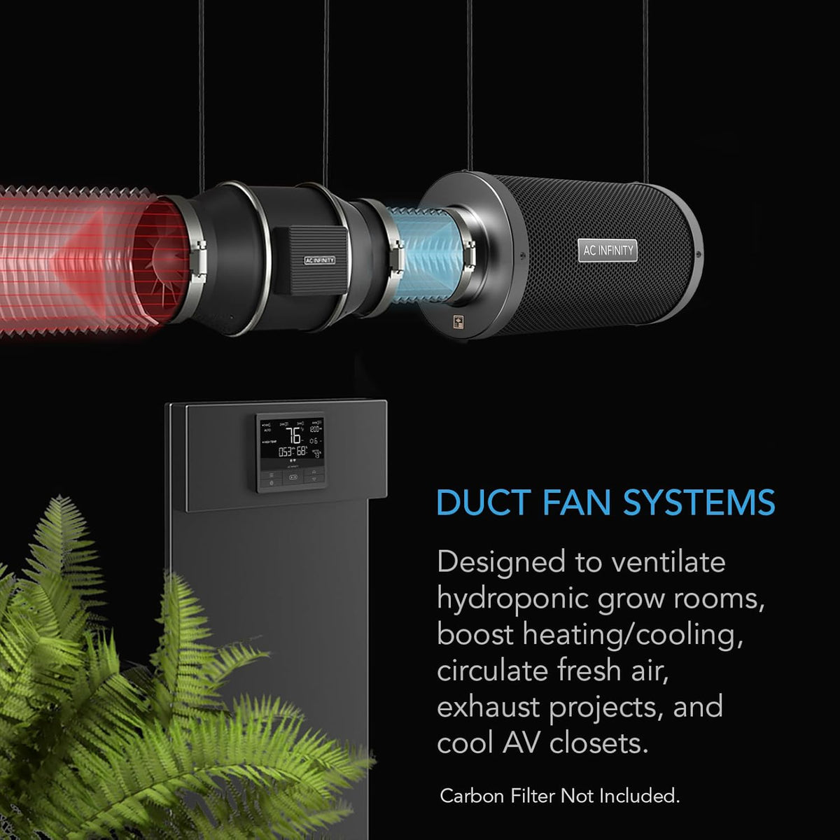 AC Infinity CLOUDLINE PRO T4, Quiet 4” Inline Duct Fan with Temperature Humidity VPD Controller