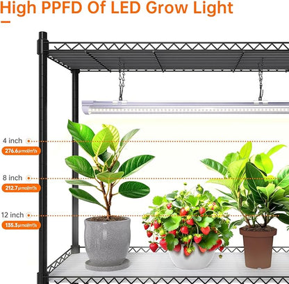 Bstrip Plant Shelf with Grow Lights, 5-Tier Plant Stand with T8 24W Grow Light for Indoor Plants