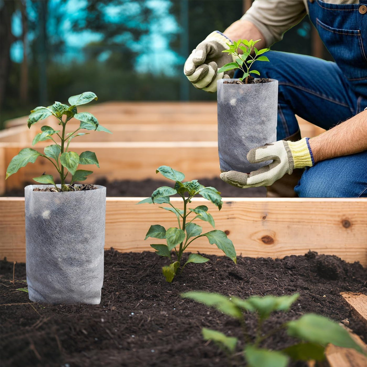 Belit 50 Pcs 10.2" H Deep Nursery Grow Bags, Non-Woven Plants Pots Container for Starting Rooted