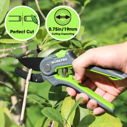 WORKPRO Anvil Pruning Shears, 8’’ Professional Gardening Hand Pruner with SK5 Steel Sharp Blades