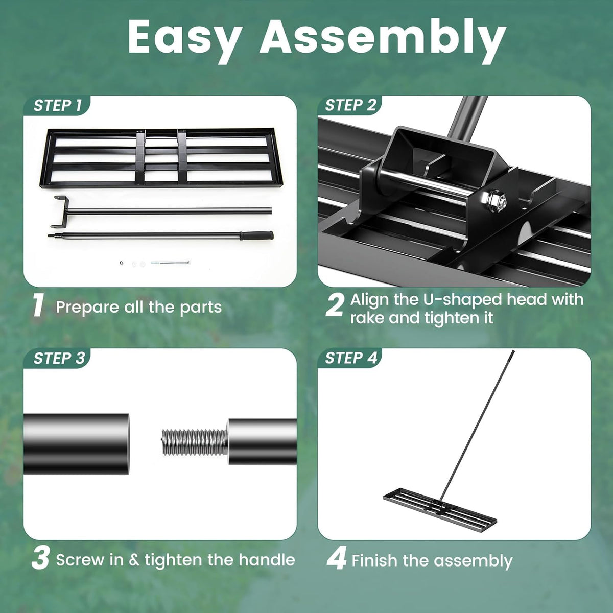 Goplus Lawn Leveling Rake, 46" x 10" Heavy Duty Level Lawn Tool w/ Ergonomic Handle for Soil