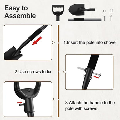 COCONUT 31 Inch Small Garden Shovel, Lightweight Metal Shovel with Black, Padded, Ergonomic D-Grip