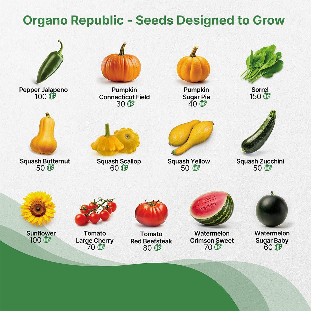 25 Summer Vegetable & Fruit Seeds Variety Pack - 1,870+ Non-GMO Heirloom Veggie & Fruits Seeds for
